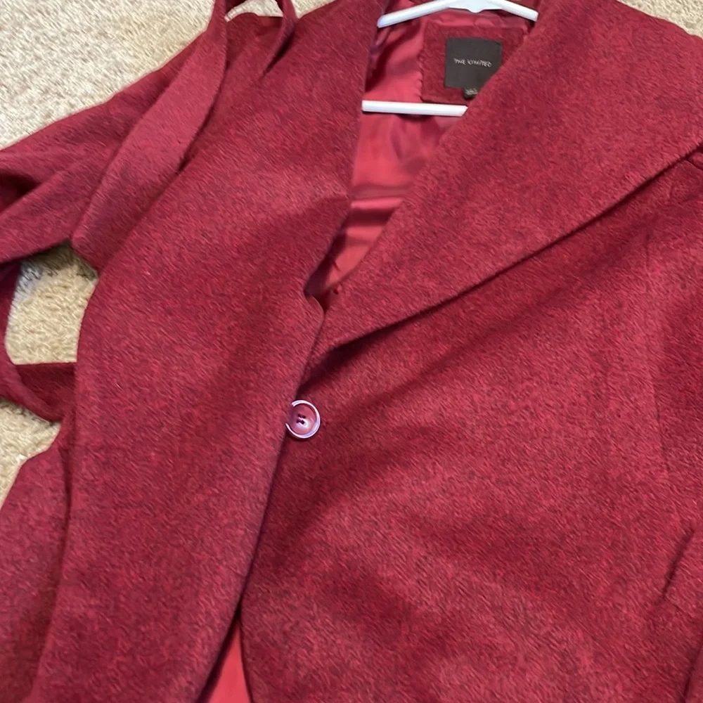 The Limited wool blend red front tie jacket